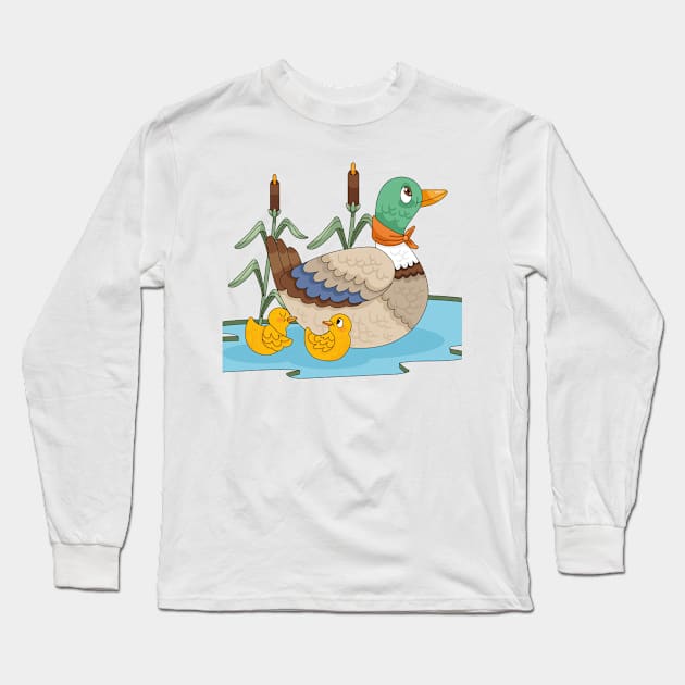 Duck Babies Colorful Long Sleeve T-Shirt by Mako Design 